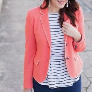 GAP Coral Two-Button 'The Academy Blazer' White Piping | 8